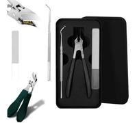 Splashproof 25° Beveled Edge Nail Clippers 3-Piece Set, Long Handle Wide Jaw Opening Anti-Splash Slanted Nail Clipper, Curved Opening Toenail Clippers for Fingernails and Toenails (Black)