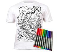 Splat Planet Camiseta Color-in Sea Life con 10 bolígrafos mágicos Lavables no tóxicos - Camiseta para Colorear y Lavar