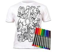 Splat Planet Camiseta de Dinosaurio para Colorear con 10 bolígrafos mágicos Lavables no tóxicos, colorea tu Propia Camiseta para Colorear y Lavar (FR/ES, Edad, 9 años, 11 años, Regular, Blanco)