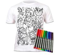Splat Planet Camiseta para Colorear Sirena Mágica 10 rotuladores Lavables. Colorea tu Camiseta, coloréala, lávala y coloréala de Nuevo.