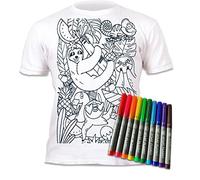 Splat Planet Camiseta para Colorear Sloth Jungle con 10 rotuladores mágicos Lavables no tóxicos - Camiseta para Colorear y Lavar (12-13 Years)