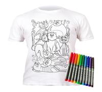 Splat Planet Cats T-Shirt Magic Colouring T-Shirt with 10 Non-Toxic Washable Magic Pens - Colour Your T-Shirt, Colour & Wash & Recolour (12-13 Years)