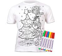 Splat Planet Color-in Christmas ElfT-Shirt con 6 bolígrafos mágicos lavables no tóxicos, camiseta para colorear y lavar (5-6 años)
