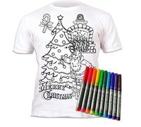 Splat Planet Color-in Christmas ElfT-Shirt con 6 bolígrafos mágicos Lavables no tóxicos, Camiseta para Colorear y Lavar