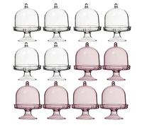 Spldsun 12 Piezas Mini Soporte para Tartas, Campana de Pastel Mini Soporte Pastel para Bodas, Soporte para Dulces con Cubierta de Domo, para Chocolate, Queso, Macarrones de Coco, Bolas de Ron