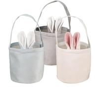 Spldsun Pack de 3 Cestas de Pascua Infantiles con Asas, Canasta de Pascua Conejito de Pascua, Bolsa de Regalo de Pascua, Primera Pascua de su Hijo y para los Años vvenideros