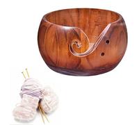 Spldsun Tejer Madera, Hecho a Mano Cuenco Hilo, con Hendidura Hilo y Agujeros Perforados, para Labores Aguja, Ganchillo, Punto, DecoracióN Hogar