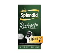Splendid - Cápsula de café Espresso Ristretto - Compatible con máquinas Nespresso - 100 cápsulas de aluminio - Intensidad 12