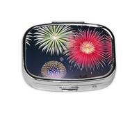 Splendid Fireworks - Caja de almacenamiento de píldoras cuadrada portátil de viaje, caja de almacenamiento de medicamentos y vitaminas (2 compartimentos)