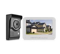 Splenssy Juego de Timbre de videoportero de 7 Pulgadas con Pantalla a Color TFT LCD, 1 * Monitor Interior + 1 * Juego de cámara Exterior, visión Nocturna, Resistente al Agua, desbloqueo, Monitor