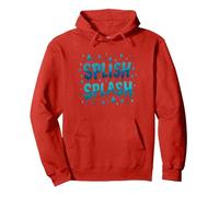 Splish Splash - Diseño de Gotas de Agua para diversión veraniega Sudadera con Capucha, Unisex para Adultos, Rojo, L