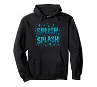 Splish Splash - Diseño de Gotas de Agua para diversión veraniega Sudadera con Capucha, Unisex para Adultos, Negro, L