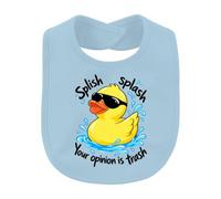 Splish Splash Your Opinion Is Trash - Babero, diseño de pato chirriante | Gafas de sol, pato de baño, pato de goma, pato, sarcasmo, descarado, divertido, humor, frase, ironía, diversión en el baño