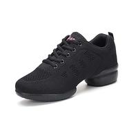 Split Sole Athletic Zapatos de Entrenamiento Ligero Jazz Talón Zapatillas de Danza y Running Con Aire, Negro, 36 EU