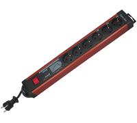 REV 6-f. PC Socket Line - Regleta (3,0 m, 250 V, 3500 W, 16 A, 3 m, 460 x 43 x 67 mm), Negro