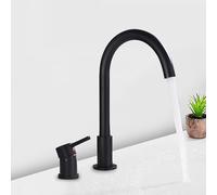 Split Two-Hole washbasin Faucet Single-Handle Double-Hole Hot and Cold Basin Faucet, Black Silver