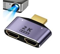 Splitter, Adaptador De Monitor Doble De 1.69x1.38x0.39 Pulgadas | Interfaz chapada en Oro 2K HD 0.05 Libras, Convertidor Mirroring De Aleación De Aluminio Con Indicador Luminoso Para Escritorio Con