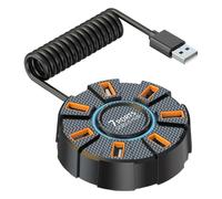 Splitter Cable with 7 Ports, Round Hub Adapter, Adorable Expansion Colorful Lights, Portable Multi-Functional Extension for Flash Drive Keyboard Laptop, 19x12x4.6 Inches
