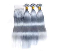 Splitter gris cabello humano paquetes onda recta 20 pulgadas Sunwell pelo humano peluca de onda del cuerpo sin pegamento cabello humano brasileño puro frente pelucas con el pelo del bebé para las