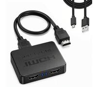 Splitter HDMI 1 Entrada 2 Salidas 4K, para PS5 Xbox TV, Amplificador 30m | Retrocompatible HDMI 1.0-1.4; Compatible con 3D; Audio DTS-HD, Dolby TrueHD; HDCP 1.2; Compacto 100x60x25mm