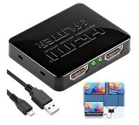 Splitter HDMI 1 Entrada 2 Salidas, Soporta 4k 3D 1080p Divisor HDMI 1 in 2 out con Cable Alimentación Micro USB, Distributor 1 Entrada 2 Salidas para Monitor Doble Xbox PS4 PS3 HDTV Proyector