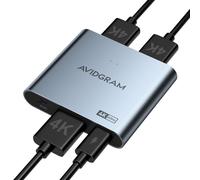 Splitter HDMI 1 In 2 out 4K 60Hz 4:4:4, AVIDGRAM HDMI 2.0 Divisor4K HDR with Copy, Downscaler, and Auto Mode Compatible with Xbox, PS4 Pro, PS5