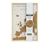 Splosh Mapa de viaje - Tablero de corcho con marco de madera XL para escritorio, tablero de corcho con 100 pines en 3 colores para marcar tus aventuras pasadas y futuras, 45 x 31 cm, mapas de la UE