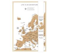 Splosh Mapa de viaje,Tablero de mapa de Europa en blanco, mapa de viaje con 100 pines en 2 colores para marcar tus aventuras pasadas y futuras, elegante tablero de mapa de Europa