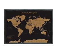 Splosh Mapa de Viaje - XL Mapa del Mundo de Escritorio en Tablero de Corcho con Pines en Negro, Marco de Madera. Mapa del Mundo en Corcho con 100 Pines en 2 Colores para Marcar Tus Aventuras Pasadas y