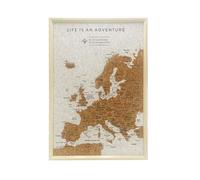 Splosh Travel Map - White XL Desk Europe Map Pin Board, Wooden Frame Cork Board with 100 Pins in 3 Colours to Mark Your Past and Future Adventures 45 x 31cm Framed EU Maps for Wall Desks