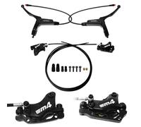 splumzer 4-Piston eBike Freno Hidráulico Set,2-Pin Power-Off Freno de Disco Hidráulico para E-Bike,Pre-Bled Kit de Freno Hidráulico con Adaptador de Montaje,Ideal para eBikes y Scooters Eléctricos