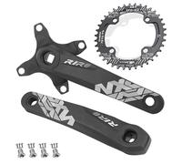 splumzer Bicicleta de Montaña 170 mm Platos y Bielas Cuadradas con 104 BCD 32/34/36/38T Plato Aleación de Aluminio MTB Platos y Bielas Estrecho Ancho CNC Redondo Plato Pernos (38T, Negro)