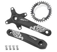 splumzer Bicicleta de Montaña 170 mm Platos y Bielas Cuadradas con 104 BCD 32/34/36/38T Plato Aleación de Aluminio MTB Platos y Bielas Estrecho Ancho CNC Redondo Plato Pernos (32T, Negro)