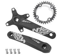 splumzer Bicicleta de Montaña 170 mm Platos y Bielas Cuadradas con 104 BCD 32/34/36/38T Plato Aleación de Aluminio MTB Platos y Bielas Estrecho Ancho CNC Redondo Plato Pernos (34T, Negro)