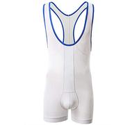 SPNSSTCR Los Hombres Deportivos Deportivos Camisetas de Lucha Libre Singlet Deportes Gimnasio Mono Ropa Interior Boxers - blanco - Medium