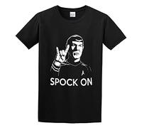 Spock On Spoof Funny Rock On Graphic Top Unisex 100% Cotton Short-Sleeve T-Shirts Black XXL