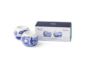 Spode 2 Portavelas para velas pequeñas Blue Italian Azul-blanco