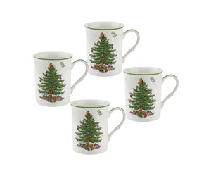 Spode 4 Tazas Christmas Tree 34 cl White-green-red