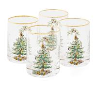 Spode Árbol de Navidad, vasos de 14 onzas con bordes dorados (juego de 4) (transparente, 4 unidades (paquete de 1))