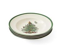 Spode Christmas Tree Soup Plates-Set of 4 Juego de 4 hondos, Cerámica, Multicolor, 23 x 23 x 4 cm, 4