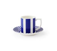 Spode Colección Steccato - Juego de 4 Tazas de Café con Plato, 80 ml, Para Lavavajillas y Microondas, Fabricado en Inglaterra