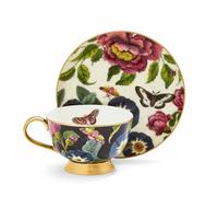 Spode Creatures of Curiosity Coupe - Taza de té y platillo, color negro y crema