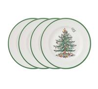 Spode Juego de 4 platos llanos de árbol de Navidad