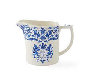 Spode King Charles III Coronation Cream - Jarra para leche (280 L), diseño de flores, color azul y blanco
