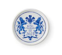 Spode King Charles III Coronation - Posavasos Redondo (10 cm), diseño de coronación, Color Azul y Blanco