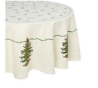 Spode Kitchen Christmas Tree Collection-Manteles de Mesa Color Marfil, Algodón, Multicolor, 70 Inch (Round)