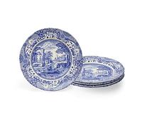 Spode Platos de almuerzo italianos azules - Juego de 4 (plato de almuerzo azul, blanco, 9 pulgadas)