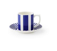 Spode Taza de espresso Steccato 8 cl y plato Ø11 cm Azul-blanco