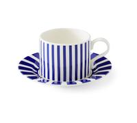 Spode Taza de té Steccato 29 cl y plato Ø15.5 cm Azul-blanco