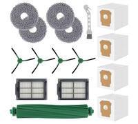 Spofan Accesorios de Repuesto para iRobot Roomba Plus 405 Combo/505 Combo Robot Aspirador, 1 Cepillo Principal, 2 Filtros, 4 Cepillos Laterales, 4 Paños de Fregado, 4 Bolsas